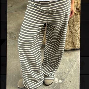 Boii Studios Zoe Striped Gray and White Pants